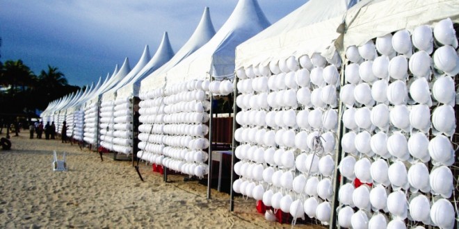 Longest chain of helmets.