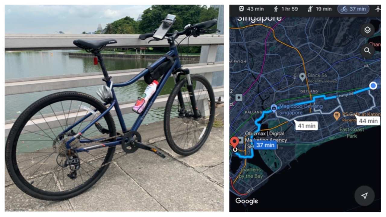 Trying the cycling navigation feature on Google Maps.