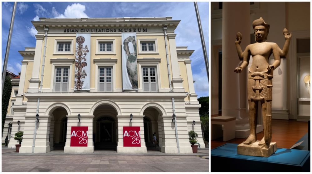 Asian Civilisations Museum (ACM) is Singapore’s national museum of Asian antiquities and decorative art. On the right is a 12th-century sculpture of Vishnu on loan from the National Museum of Cambodia.