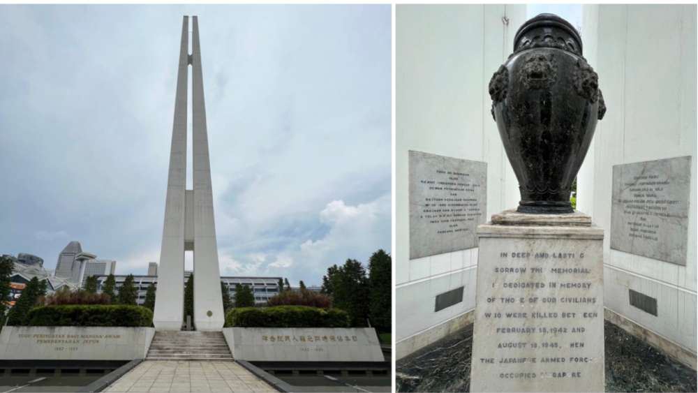 Within the Civilian War Memorial is a black urn commemorating the countless civilians killed during the Japanese occupation of Singapore.