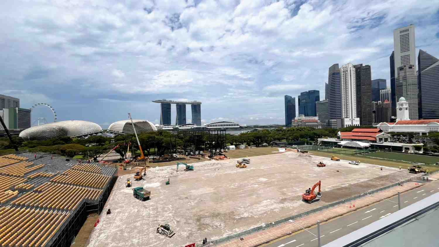 The Padang being prepared for the National Day Parade in 2024.