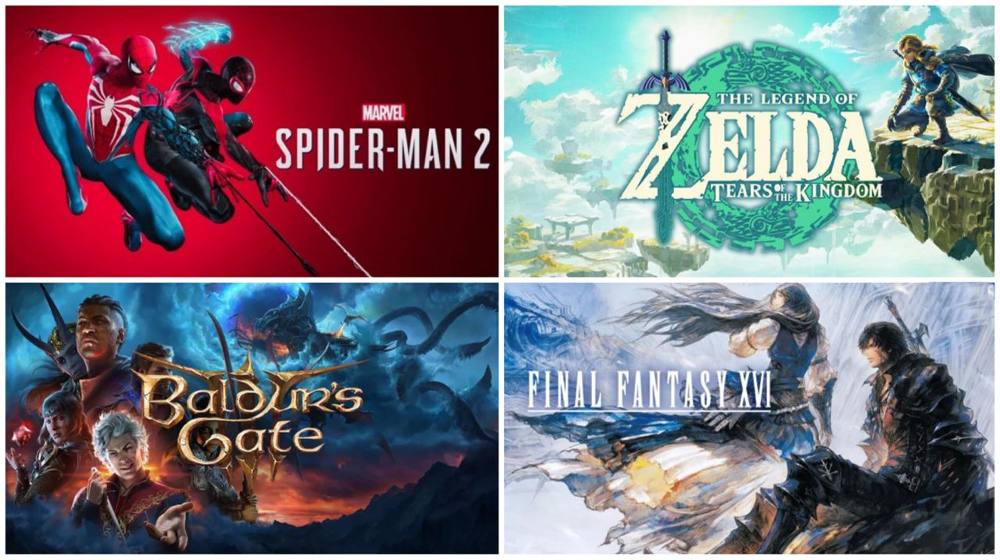 Spider-Man 2, The Legend of Zelda: Tears of the Kingdom, Baldur's Gate 3, and Final Fantasy XVI.
