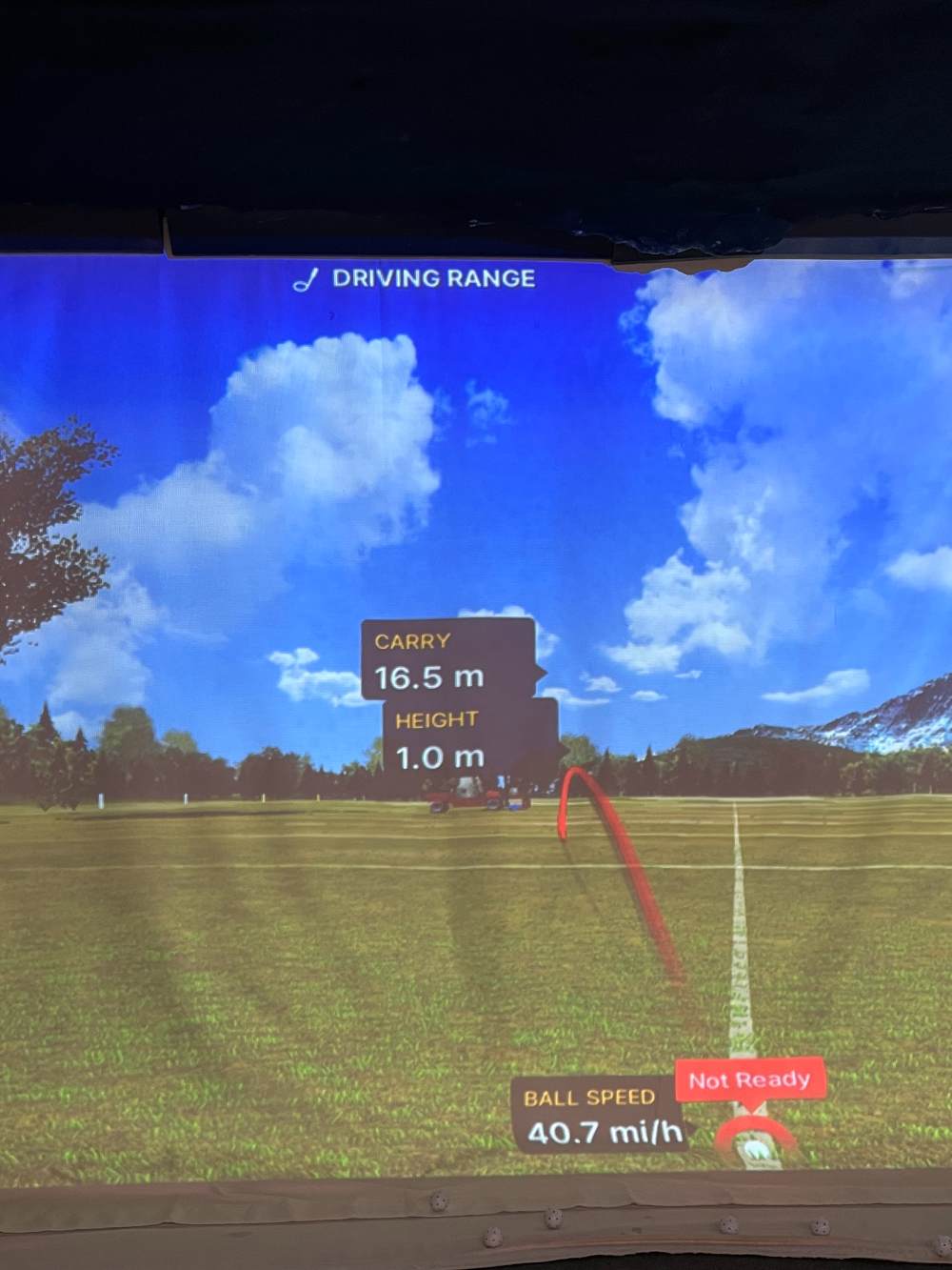 Display screen at an indoor golf simulator