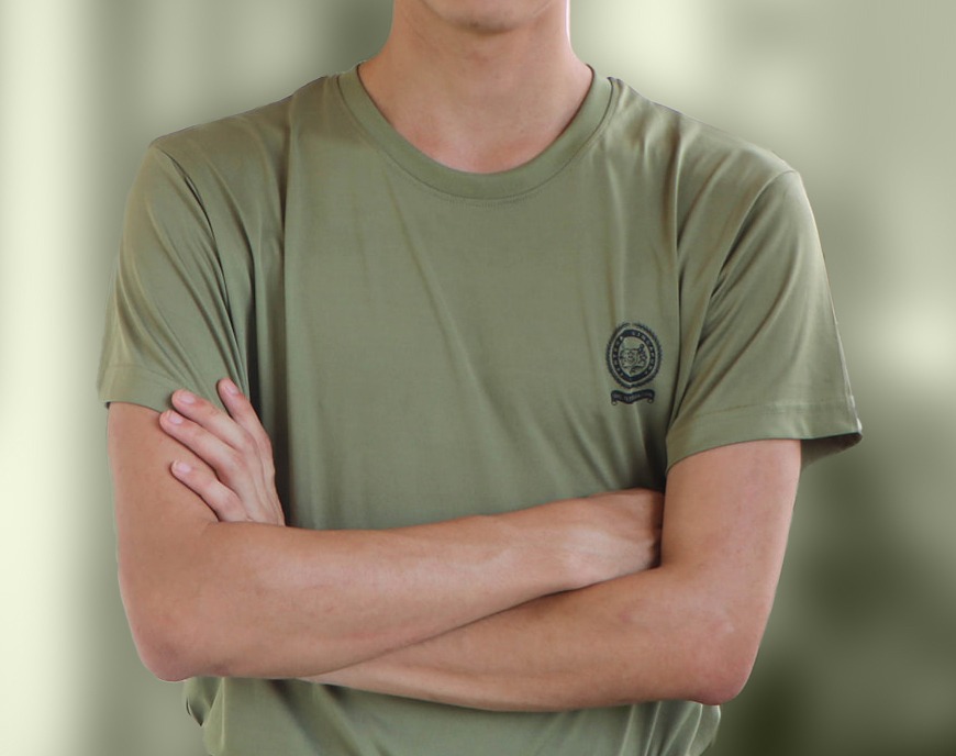 Singapore Armed Forces (SAF) admin dry-fit utility round neck green t-shirt