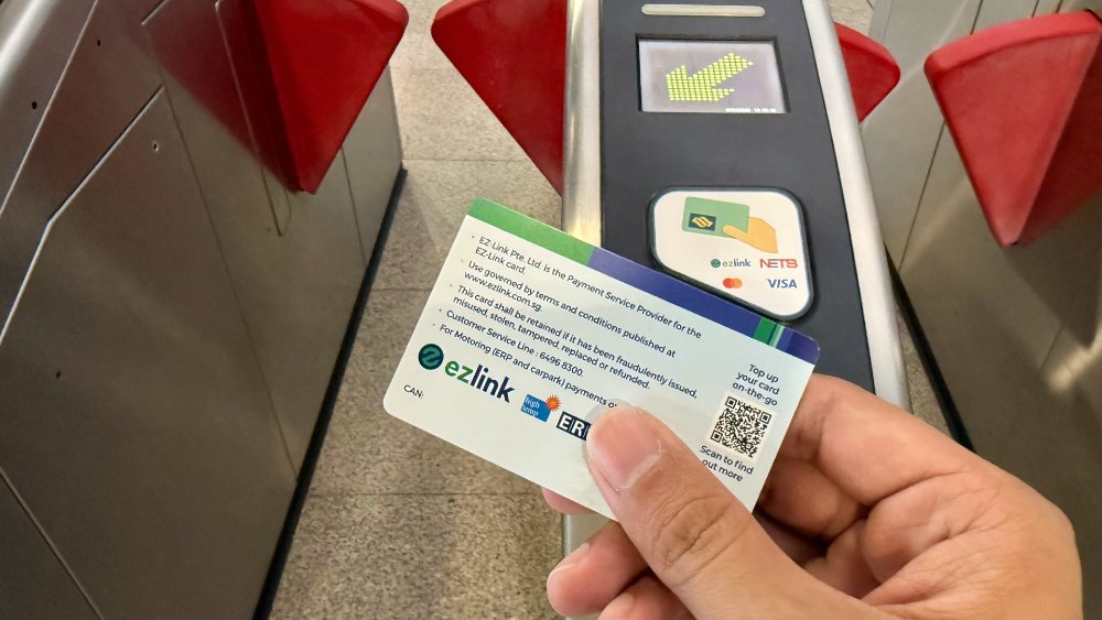 EZ-Link card being used at public transport