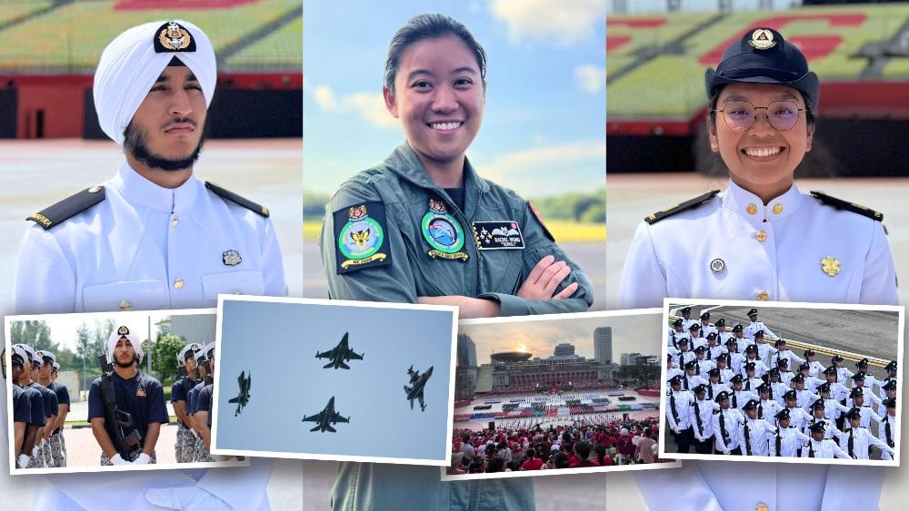 From the sea to the skies to the frontlines of care: CPL Mehar, CPT Rachel, and SGT3 Thenmoli are bringing first-time pride, full-on SG60 energy, and serious local food cravings to the Parade stage.