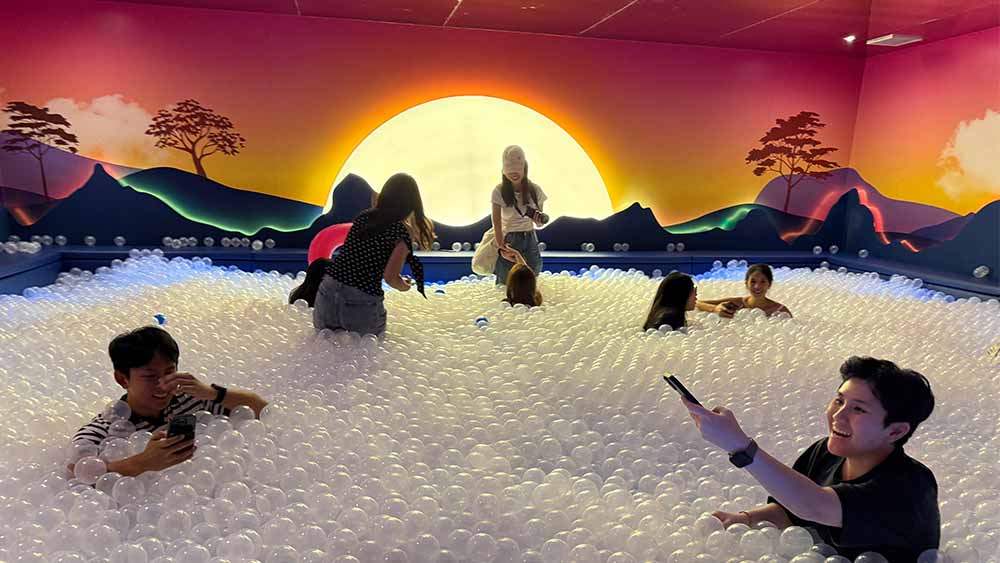Sunset Lagoon, inside Dopamine Land in Singapore, a multisensory interactive museum designed to trigger a release of dopamine.