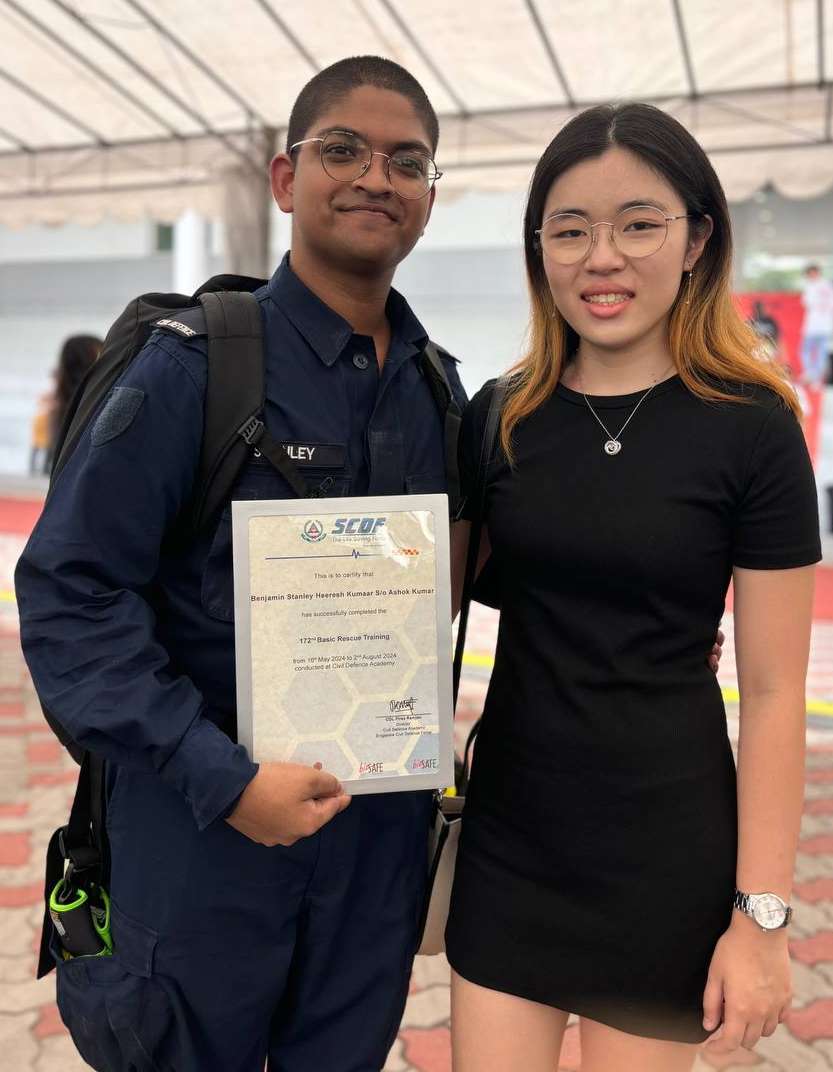 Benjamin Burke served as a firefighter with SCDF during his NS.