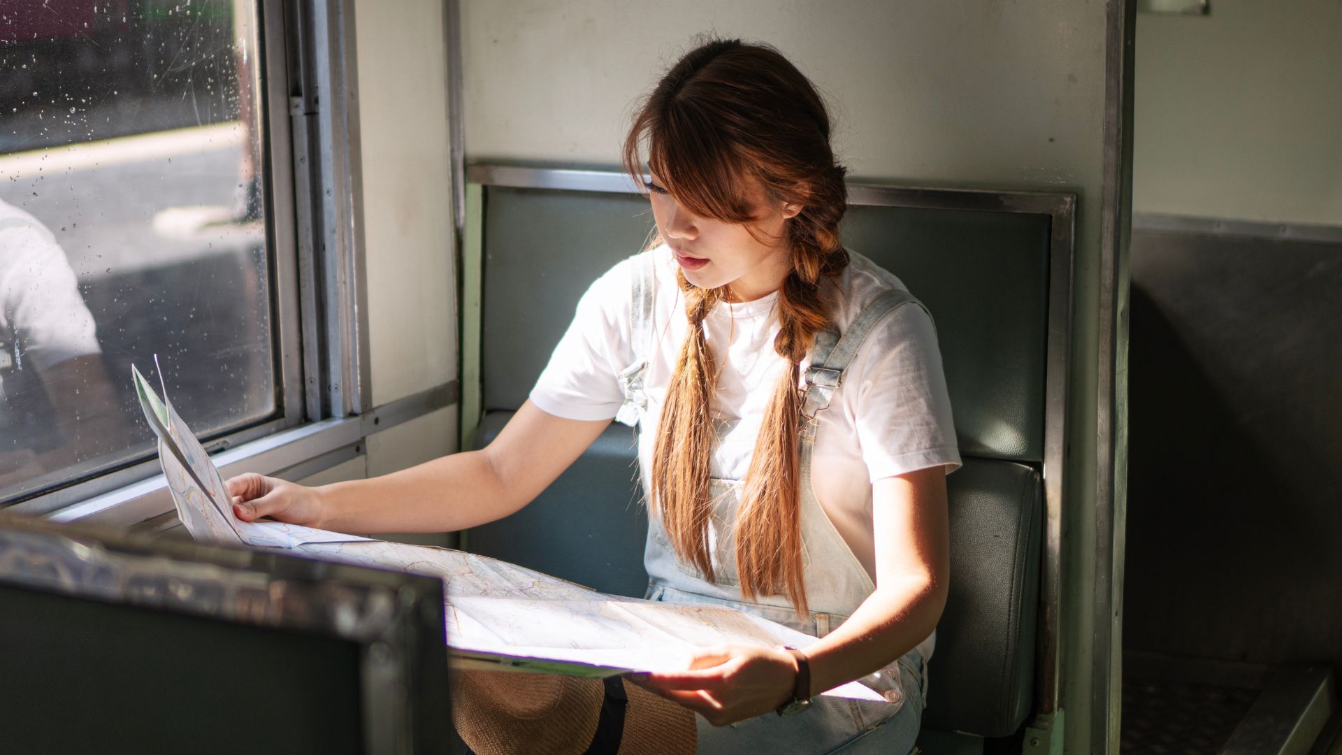 woman looking at map