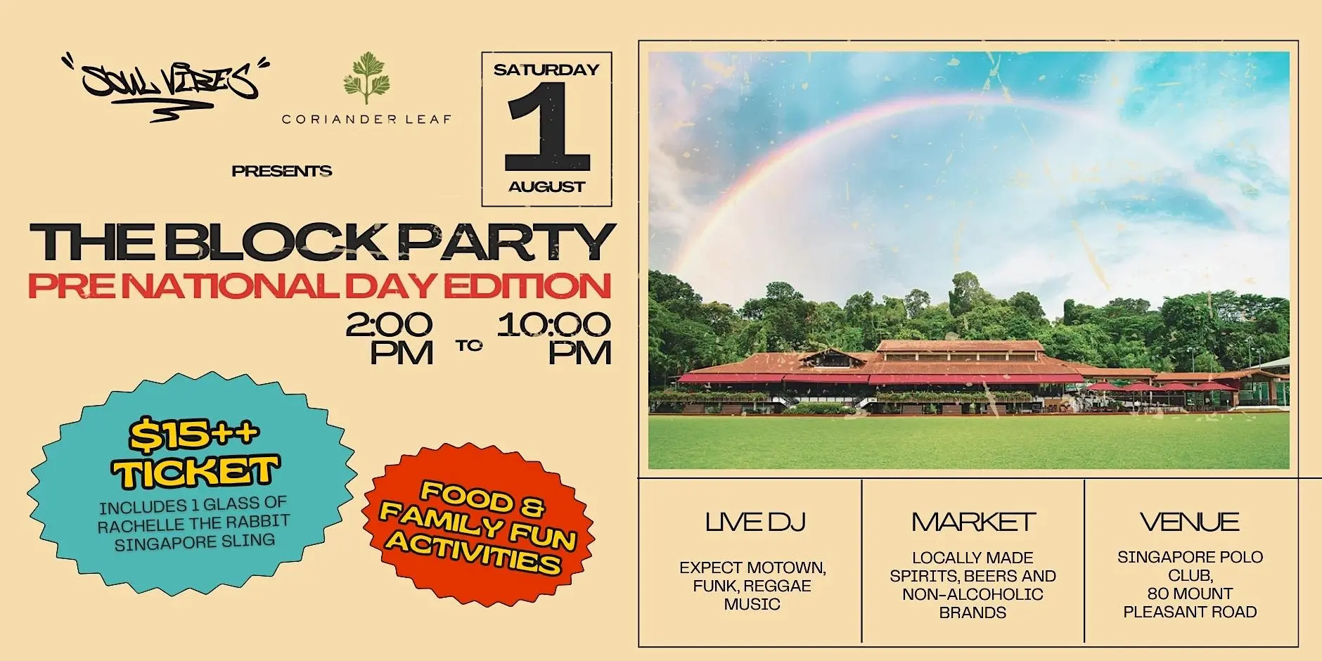 The Block Party: Pre-National Day Edition, Singapore Polo Club Things to do on 1 Aug: The Block Party: Pre-National Day Edition, at Singapore Polo Club.