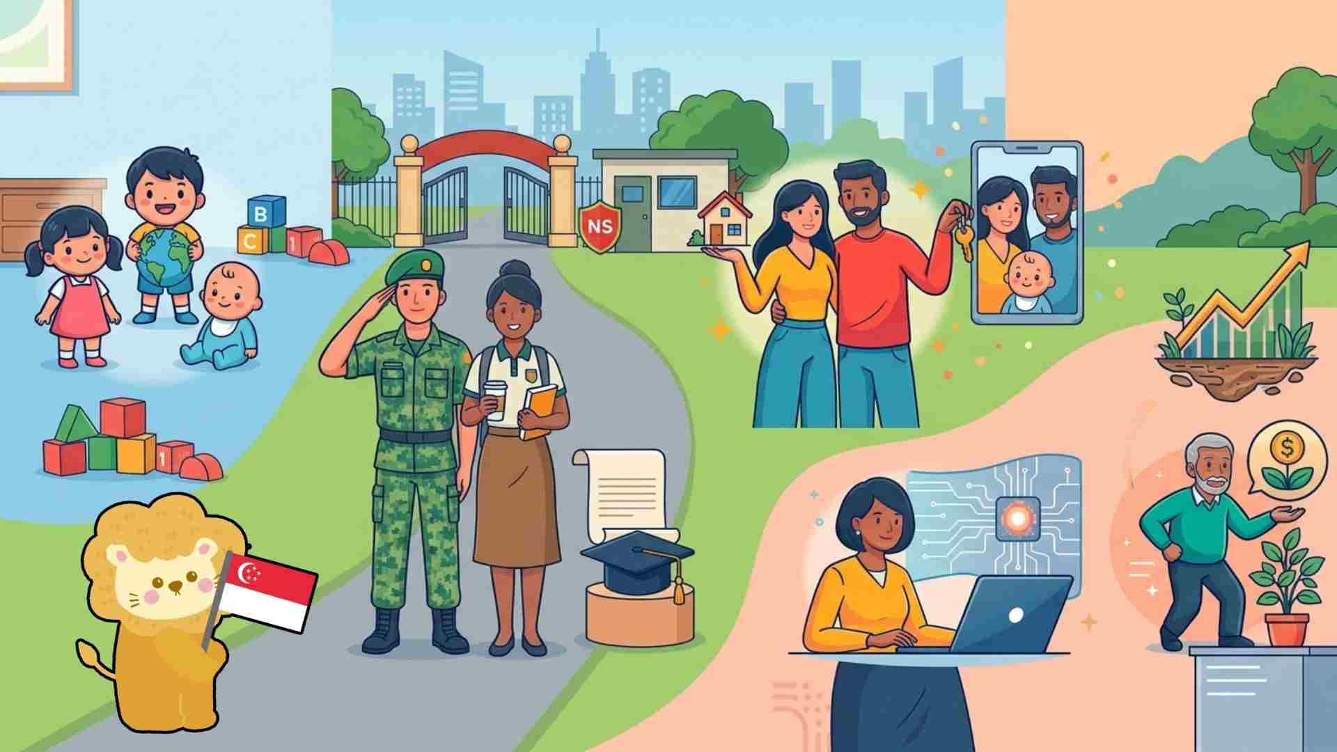 What does all the National Day Rally 2026 speech actually look like when you map a Singaporean's journey step-by-step from birth to buying a home.