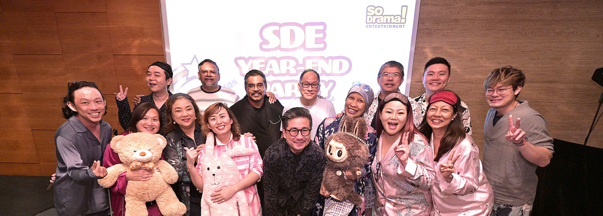 Staff of So Drama! Entertainment (SDE) at the company's Year-End Party in Singapore.