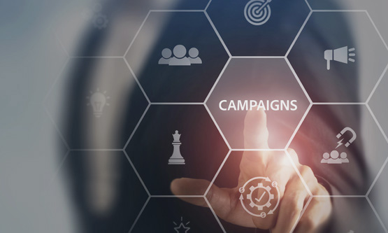 Corporate marketing concept, specifically centered around strategic integrated campaigns.