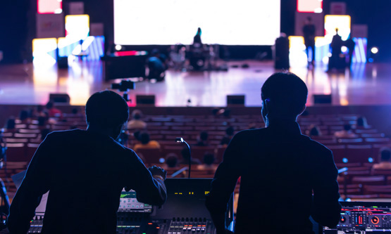 Technical event crew members, audio-visual (AV) technicians, engineers, managing the technical execution of a live event.