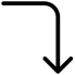 Turn down curved arrow icon